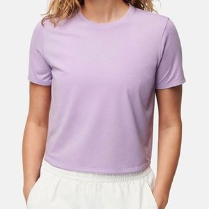 Outdoor Voices Ready Set Shortsleeve Top Sweatee Size Medium Lilac Purple Crop
